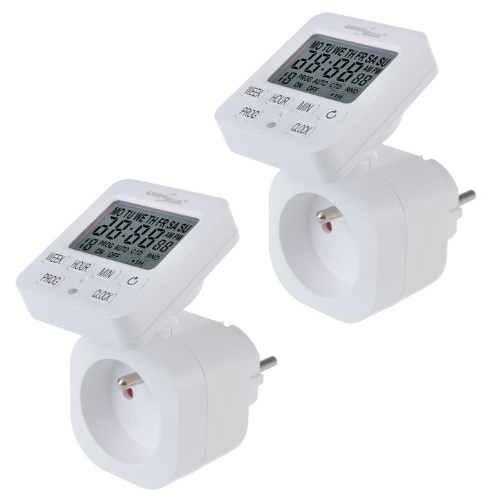 Tidsafbryder - digital timer GreenBlue, maks. belastning 16A, IP20, GB605 E, 2 stk.