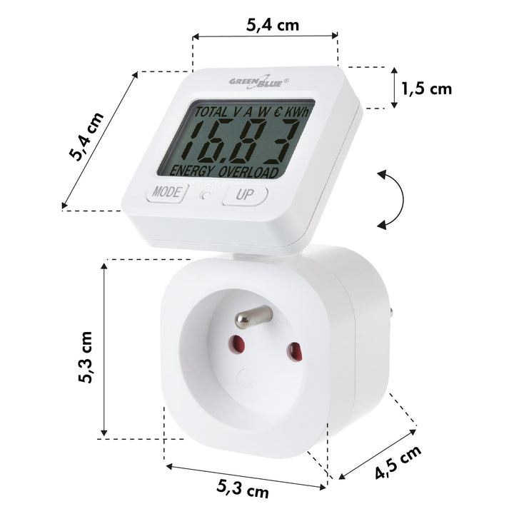 GreenBlue energimåler, wattmeter, 16 A, maks. 3680 W, hukommelse, GB615 E, 2 stk.