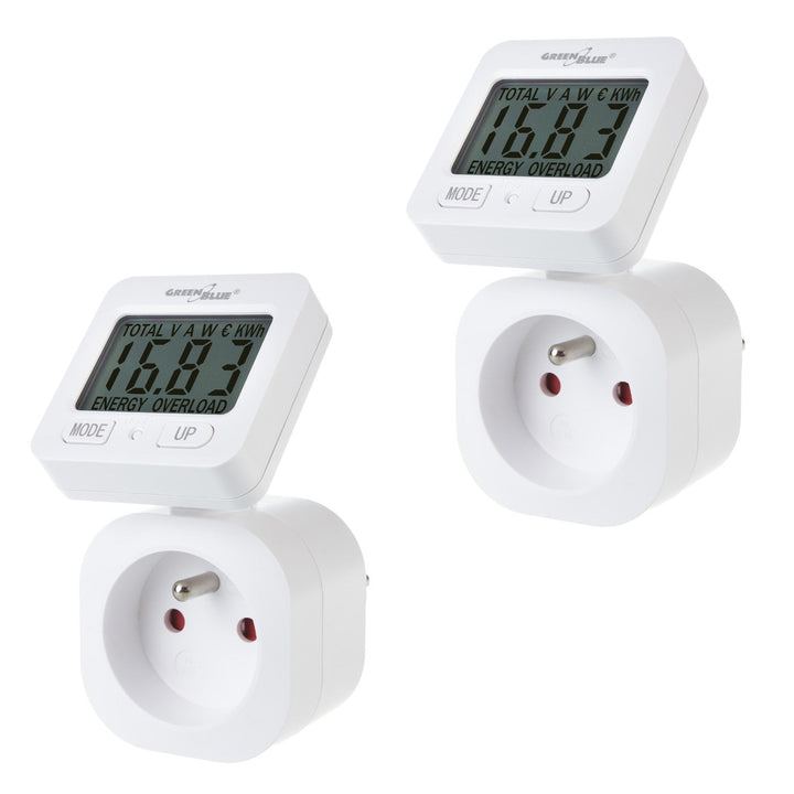 GreenBlue energimåler, wattmeter, 16 A, maks. 3680 W, hukommelse, GB615 E, 2 stk.