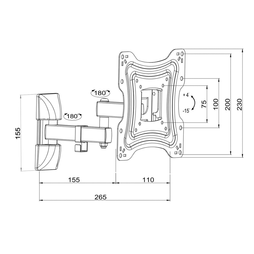 ART TV-holder, 10-42'', 15 kg, sort, VESA 200x200, AR-83