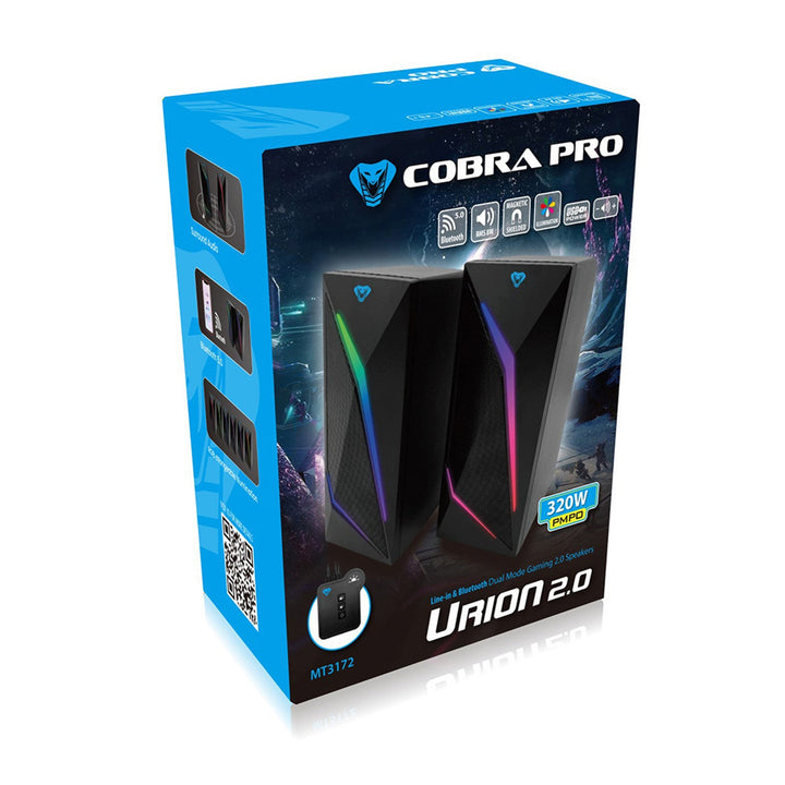 Gaming-højttalere 2.0 med Bluetooth, farvet LED RGB-belysning Media-Tech COBRA PRO URION 2.0 MT3172
