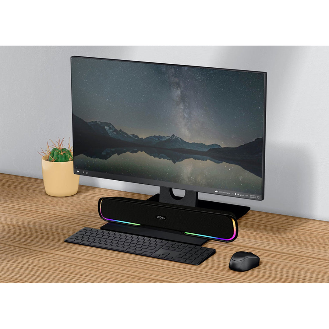 Bærbar Bluetooth-højttaler af typen soundbar, flerfarvet RGB-belysning, RMS 10 W, PMPO 450 W, FM-radio, MP3. AUX, indbygget batteri, Media-Tech PHANTOM BT