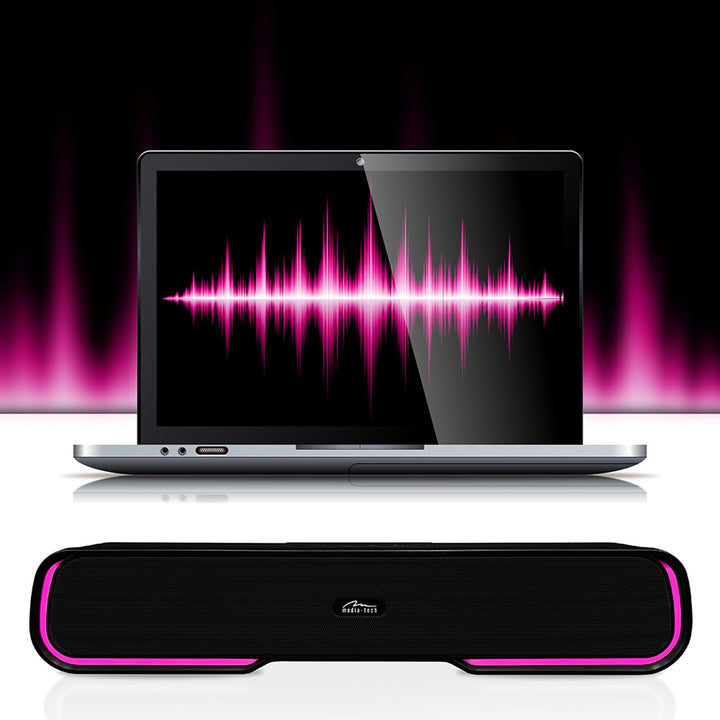 Bærbar Bluetooth-højttaler af typen soundbar, flerfarvet RGB-belysning, RMS 10 W, PMPO 450 W, FM-radio, MP3. AUX, indbygget batteri, Media-Tech PHANTOM BT