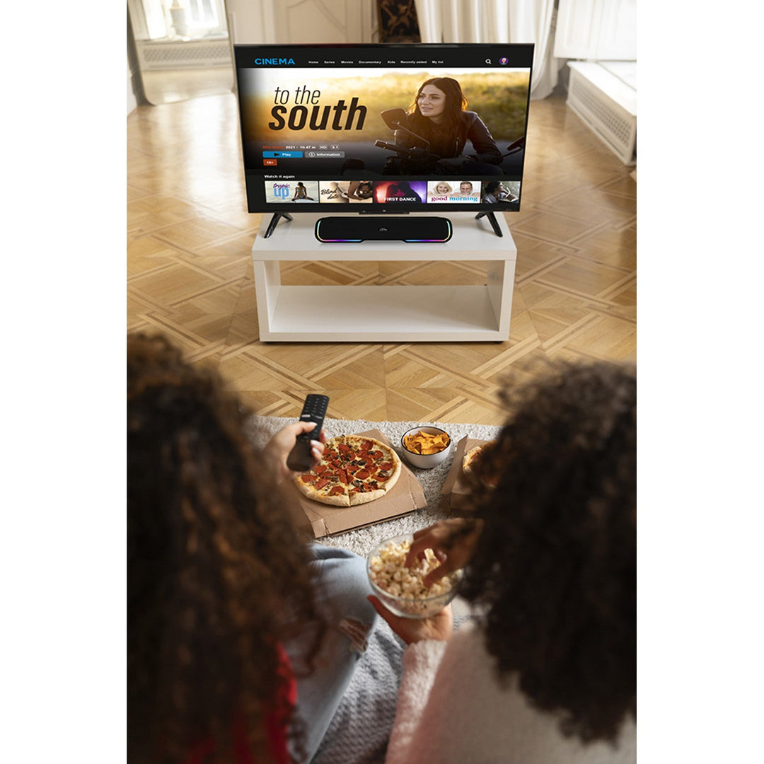 Bærbar Bluetooth-højttaler af typen soundbar, flerfarvet RGB-belysning, RMS 10 W, PMPO 450 W, FM-radio, MP3. AUX, indbygget batteri, Media-Tech PHANTOM BT