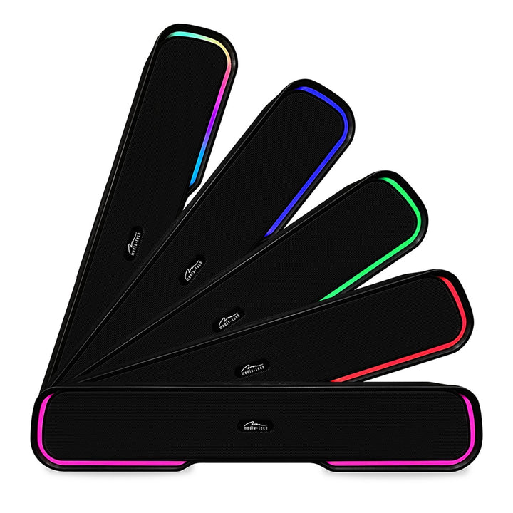 Bærbar Bluetooth-højttaler af typen soundbar, flerfarvet RGB-belysning, RMS 10 W, PMPO 450 W, FM-radio, MP3. AUX, indbygget batteri, Media-Tech PHANTOM BT