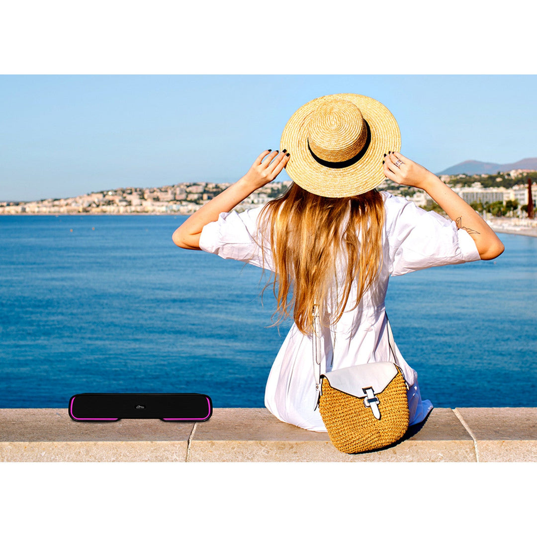 Bærbar Bluetooth-højttaler af typen soundbar, flerfarvet RGB-belysning, RMS 10 W, PMPO 450 W, FM-radio, MP3. AUX, indbygget batteri, Media-Tech PHANTOM BT