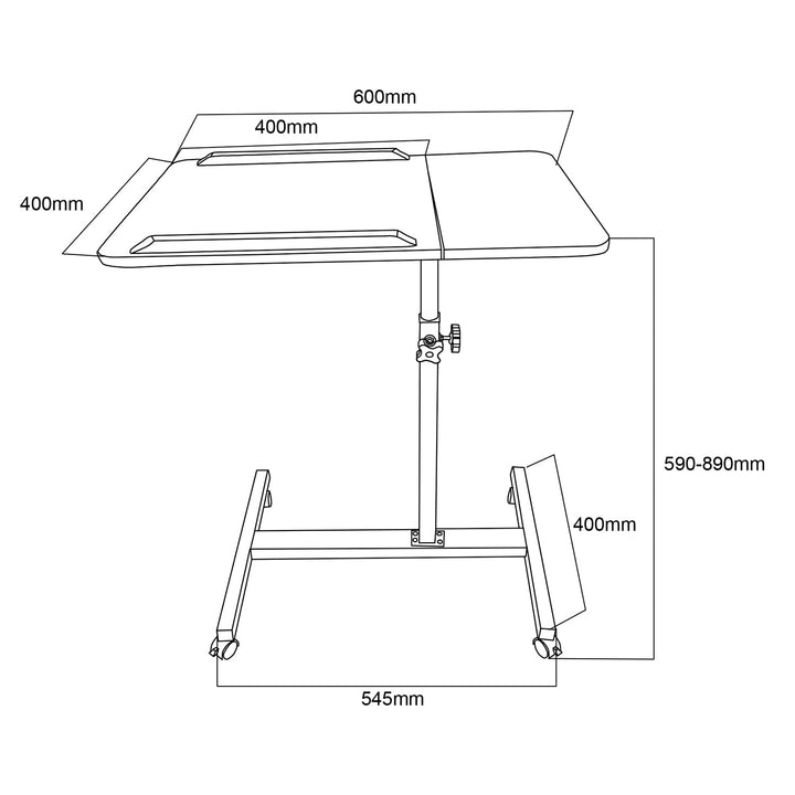 Maclean mobil skrivebord/stativ til bærbar computer, hvid, højdejustering 59-89 cm, maks. 30 kg, MC-121 W