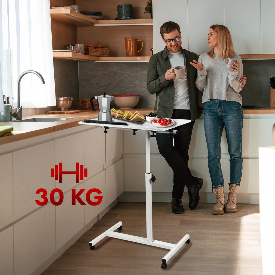 Maclean mobil skrivebord/stativ til bærbar computer, hvid, højdejustering 59-89 cm, maks. 30 kg, MC-121 W