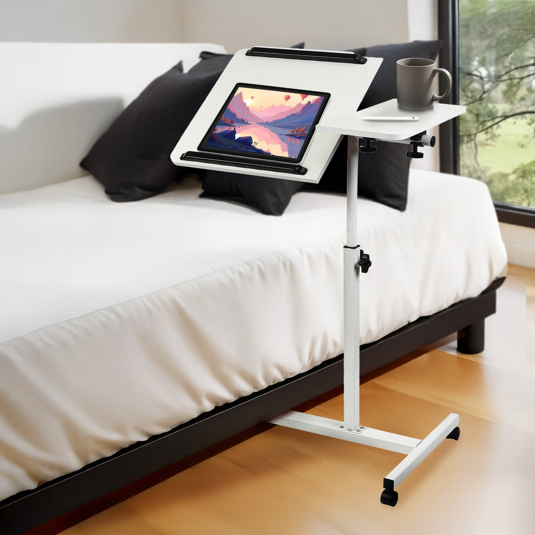 Maclean mobil skrivebord/stativ til bærbar computer, hvid, højdejustering 59-89 cm, maks. 30 kg, MC-121 W