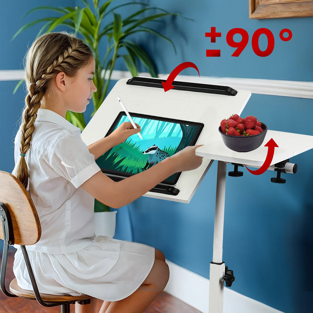 Maclean mobil skrivebord/stativ til bærbar computer, hvid, højdejustering 59-89 cm, maks. 30 kg, MC-121 W