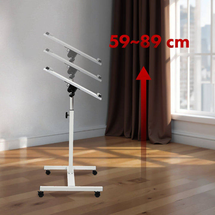 Maclean mobil skrivebord/stativ til bærbar computer, hvid, højdejustering 59-89 cm, maks. 30 kg, MC-121 W