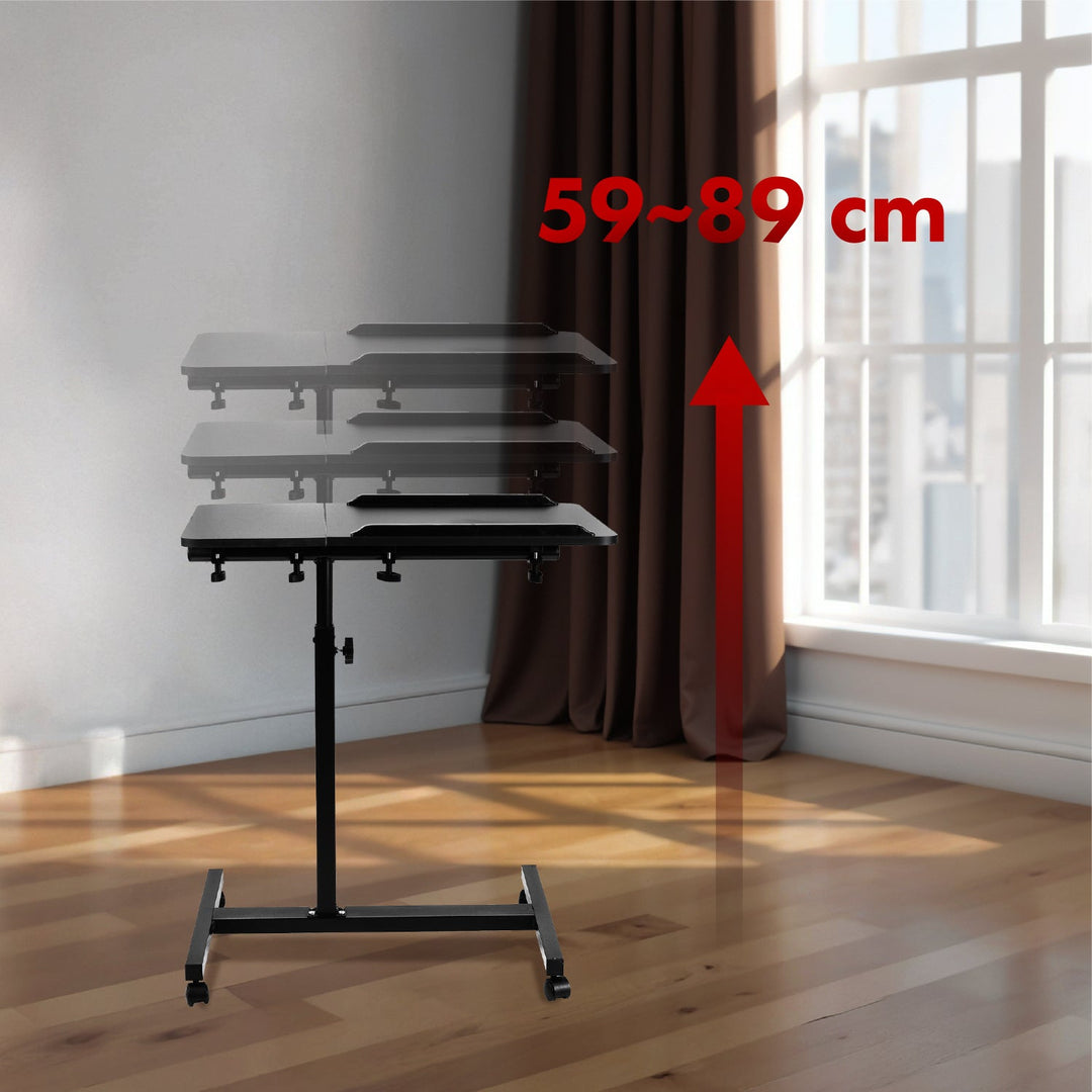Maclean mobil skrivebord/stativ til bærbar computer, sort, højdejustering 59-89 cm, maks. 30 kg, MC-121 B