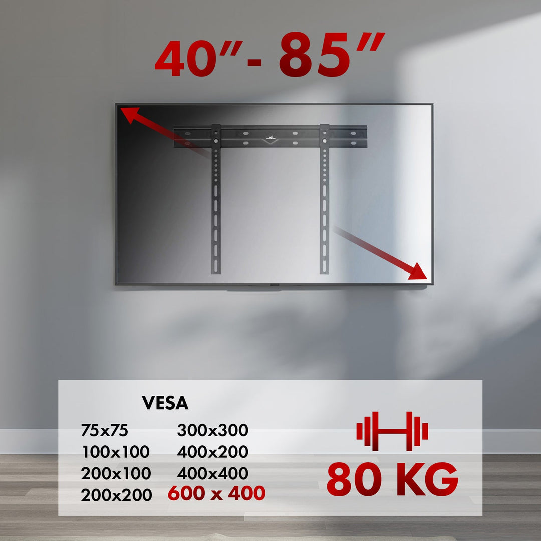 Ultraflad vægbeslag til tv Maclean, 40-85", maks. VESA 600x400, belastning op til 80 kg, MC-123
