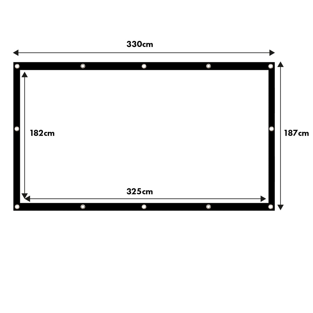 Maclean-projektionsskærm, 150", 330 x 187 cm, ramme 25 mm 16:9, kroge til spænding, MC-167