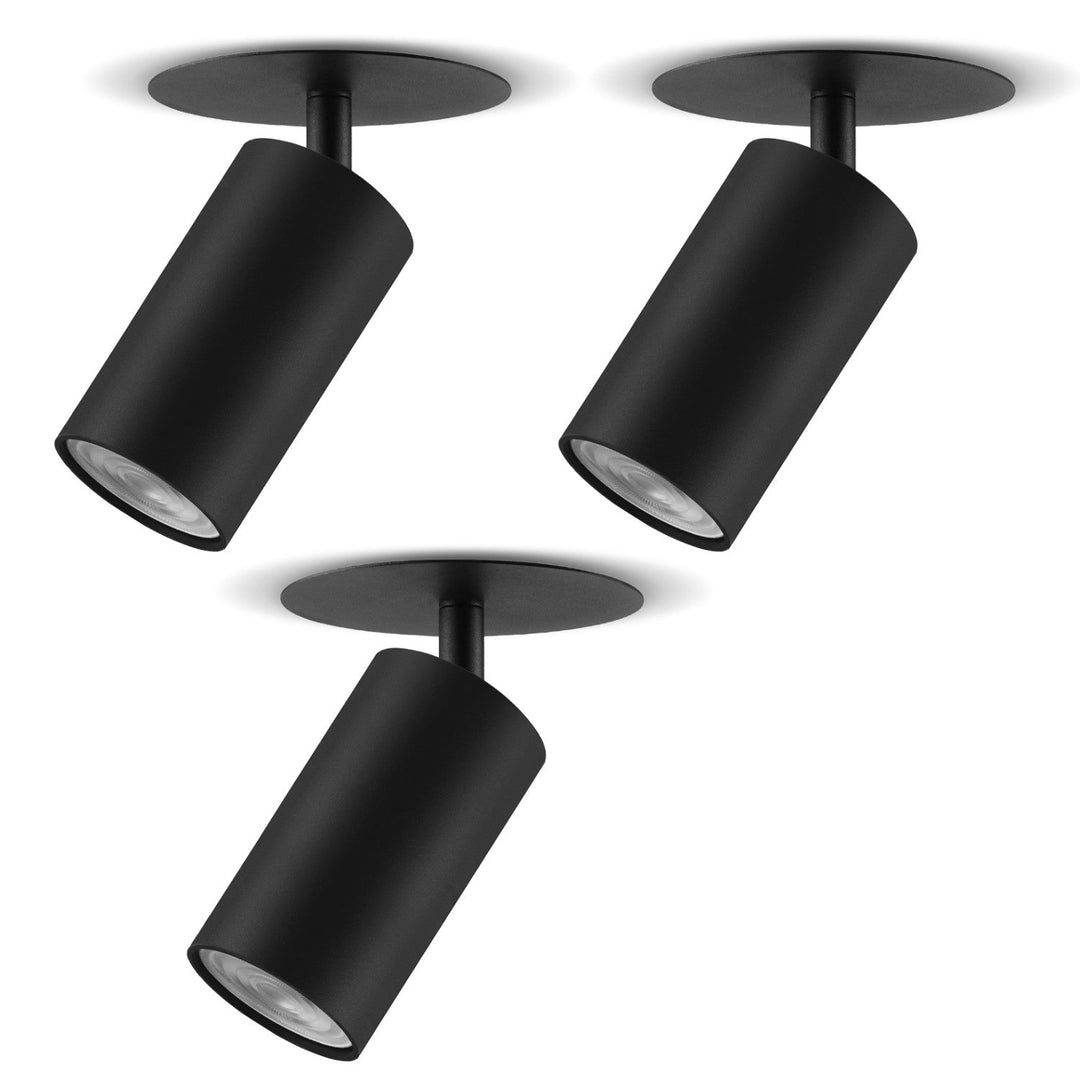 Indbygget armatur / rør Maclean, punktbelysning, rund, aluminium, GU10, 55x130 mm, sort, MCE364 B 3 stk. + LED-pære GU10 7 W Maclean Energy MCE437 WW varm hvid 3000 K, 220-240V~, 50/60Hz 3 stk.