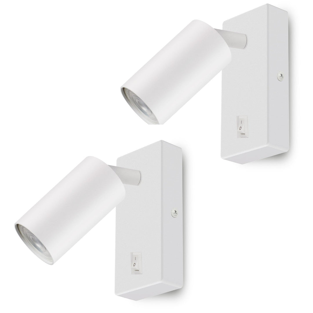 Wall lamp Maclean, spot, round, GU10, with switch 55x90mm, white color, MCE369 W 2pcs+ LED bulb GU10 7W Maclean Energy MCE437 NW neutral white 4000K, 220-240V~, 50/60Hz 2pcs