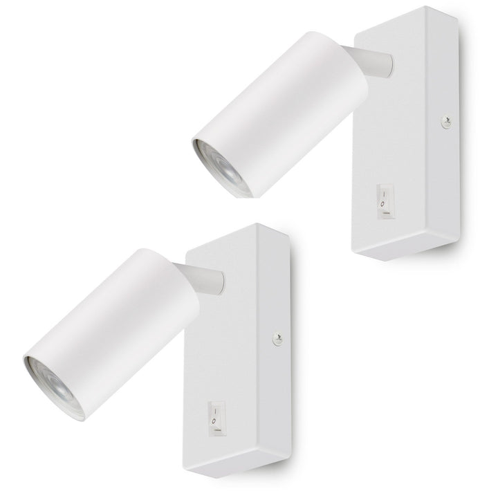 Wall lamp Maclean, spot, round, GU10, with switch 55x90mm, white color, MCE369 W 2pcs+ LED bulb GU10 7W Maclean Energy MCE437 NW neutral white 4000K, 220-240V~, 50/60Hz 2pcs