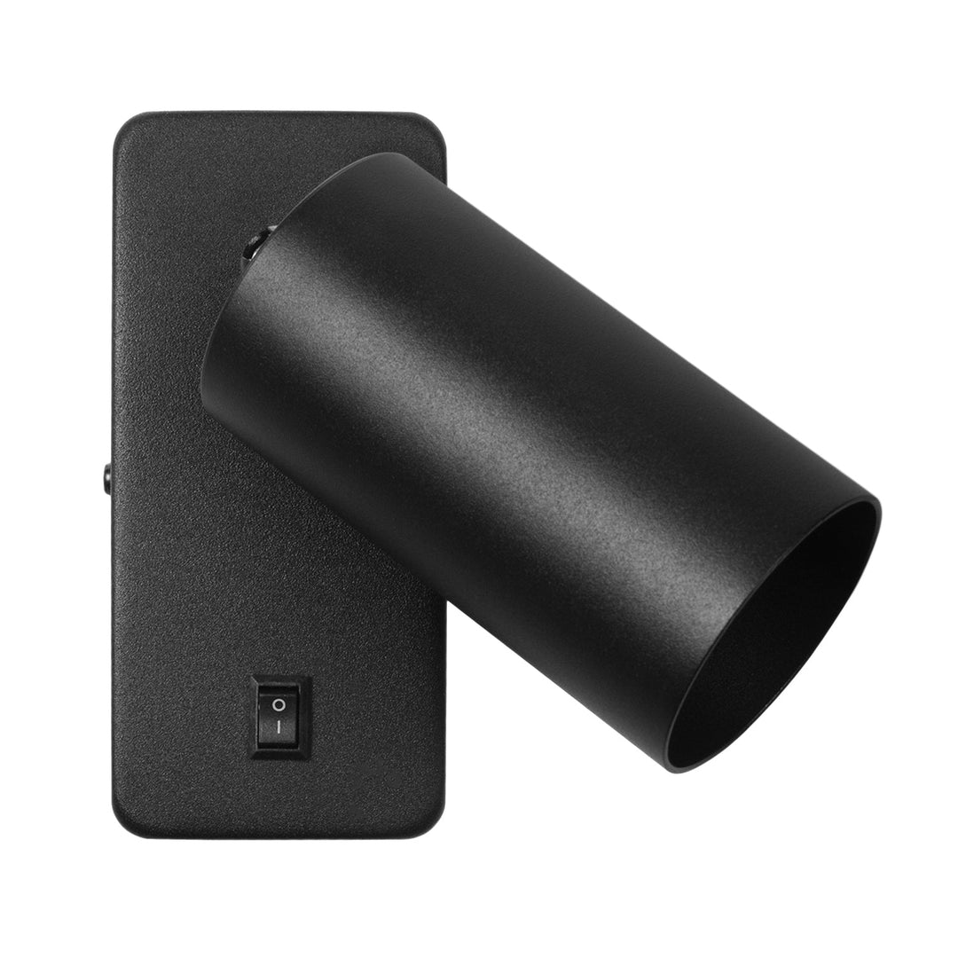 Wall lamp / wall lamp Maclean, spot, round, GU10, with switch 55x90mm, black color, MCE369 B+ LED bulb GU10 7W Maclean Energy MCE437 WW warm white 3000K, 220-240V~, 50/60Hz, 490 lumens