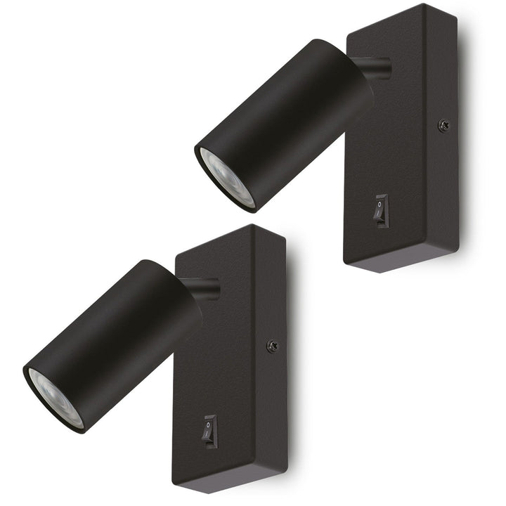 Wall lamp / wall lamp Maclean, spot, round, GU10, with switch 55x90mm, black color, MCE369 B 2pcs+ LED bulb GU10 7W Maclean Energy MCE437 NW neutral white 4000K, 220-240V~, 50/60Hz, 2pcs