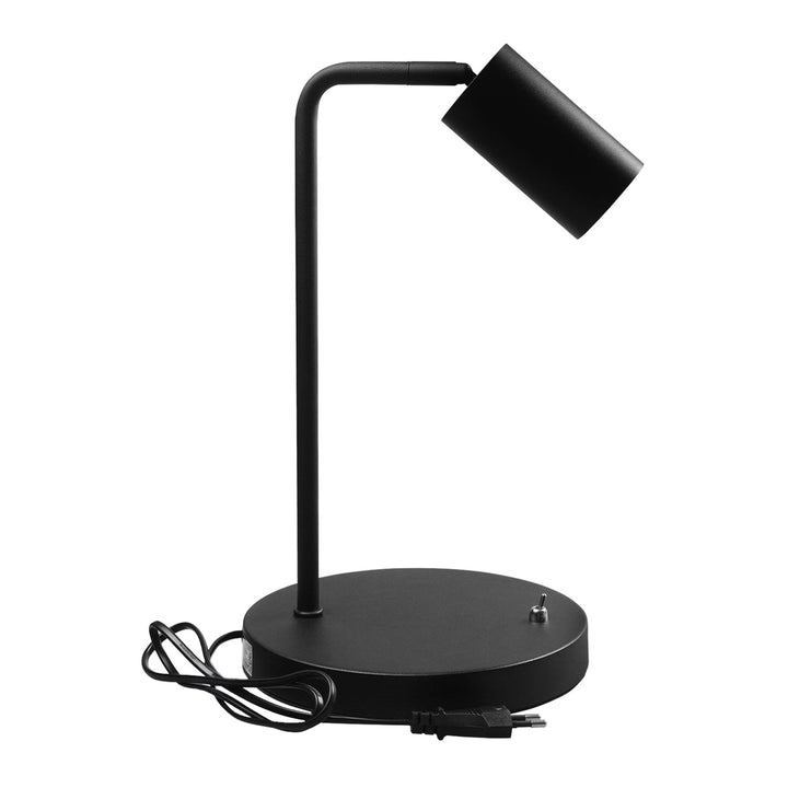 GU10 Maclean bordlampe, spot, rund, GU10, med afbryder 55x90mm, sort, MCE370 B + GU10 7W Maclean Energy MCE437 WW LED-pære, varm hvid 3000K, 220-240V~, 50/60Hz, 490lm