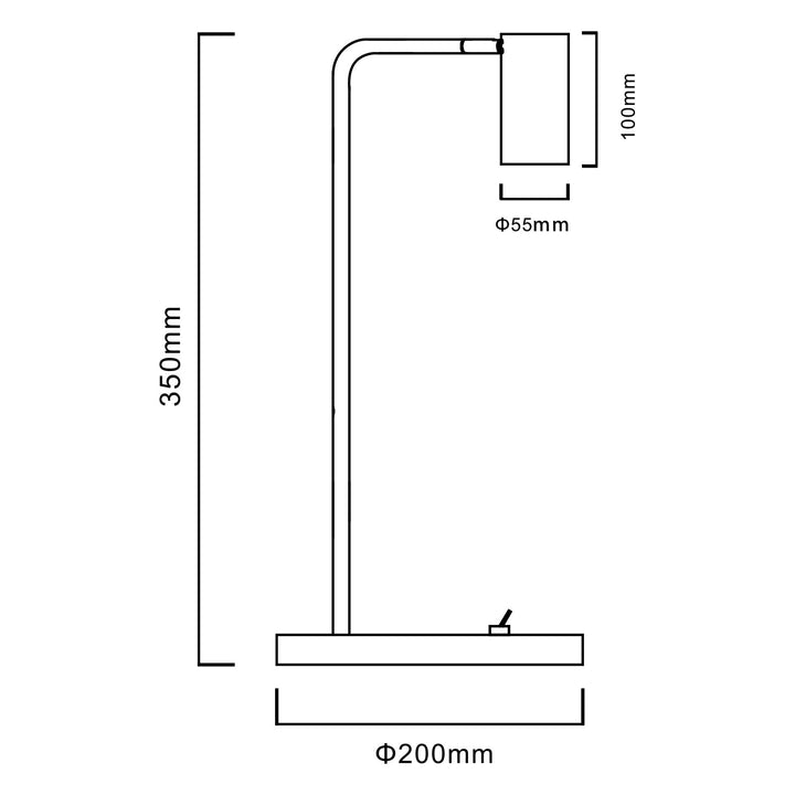 GU10 Maclean bordlampe, spot, rund, GU10, med afbryder 55x90mm, sort, MCE370 B + GU10 7W Maclean Energy MCE437 WW LED-pære, varm hvid 3000K, 220-240V~, 50/60Hz, 490lm