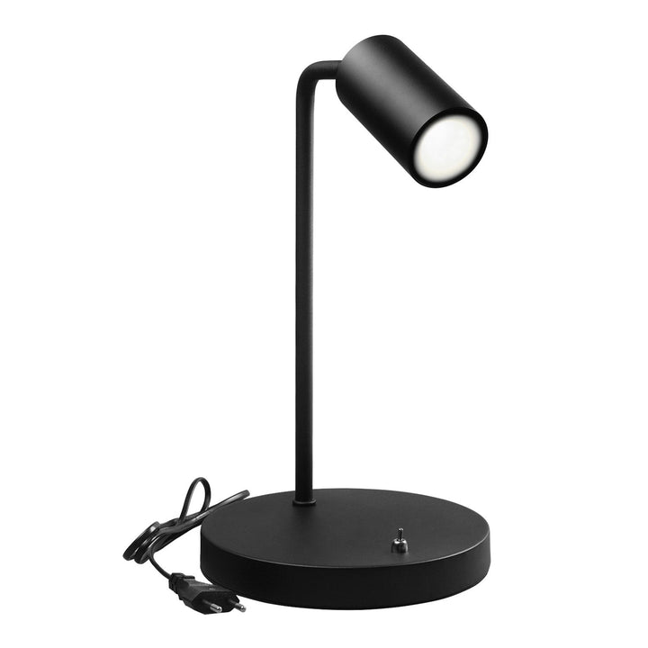 GU10 Maclean bordlampe, spot, rund, GU10, med afbryder 55x90mm, sort, MCE370 B + GU10 7W Maclean Energy MCE437 WW LED-pære, varm hvid 3000K, 220-240V~, 50/60Hz, 490lm