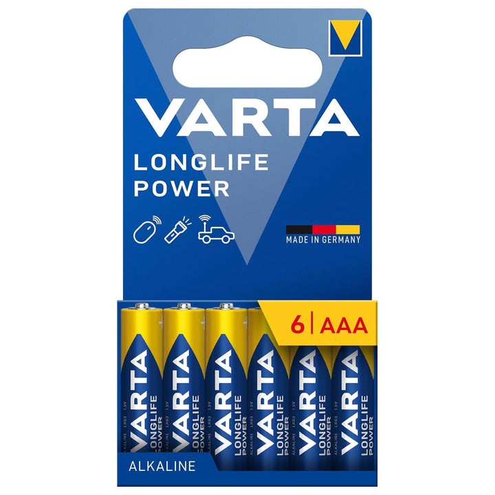 VARTA Longlife Power, 6 alkaliske AAA-batterier, LR03, 1,5 V
