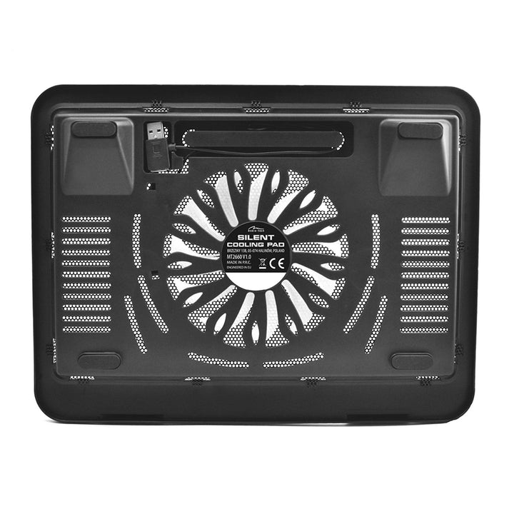 SILENT COOLING PAD - Køleplade til bærbare computere på 15,6" og mindre, støjsvag, effektiv, 13,5 cm blæsere, gennemgående USB-port