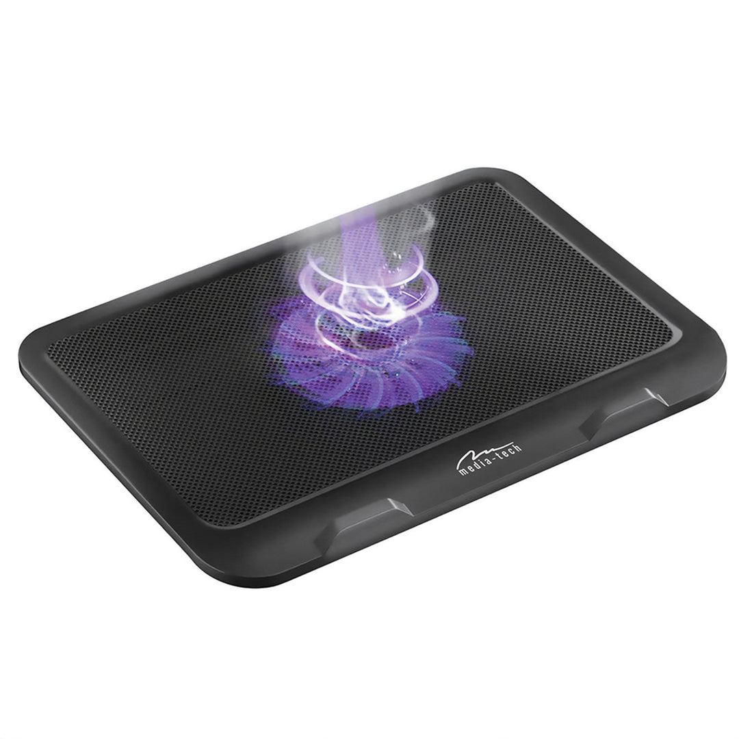 SILENT COOLING PAD - Køleplade til bærbare computere på 15,6" og mindre, støjsvag, effektiv, 13,5 cm blæsere, gennemgående USB-port