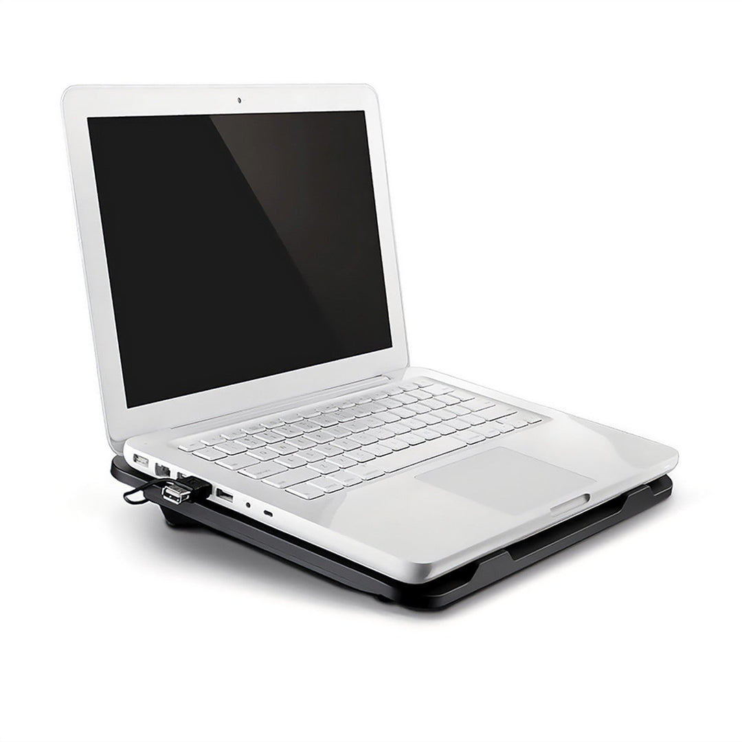 SILENT COOLING PAD - Køleplade til bærbare computere på 15,6" og mindre, støjsvag, effektiv, 13,5 cm blæsere, gennemgående USB-port