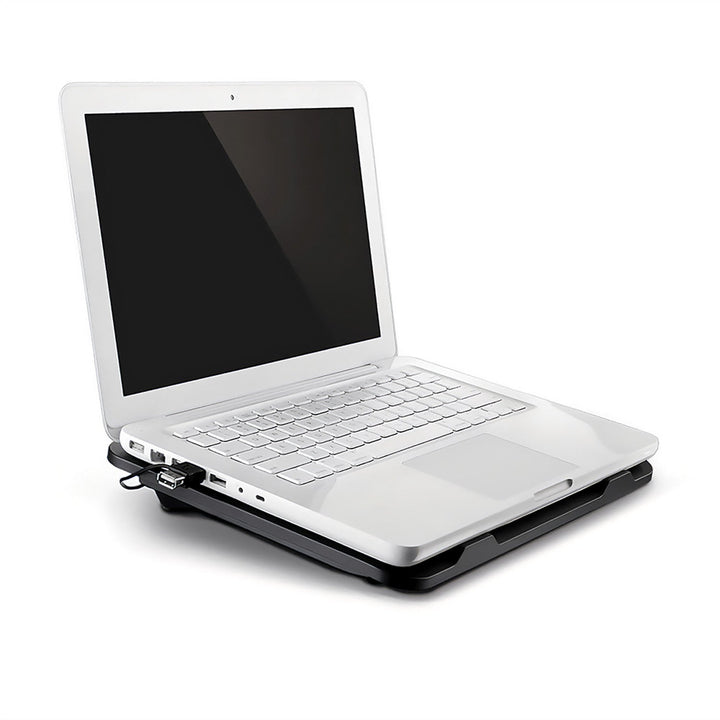 SILENT COOLING PAD - Køleplade til bærbare computere på 15,6" og mindre, støjsvag, effektiv, 13,5 cm blæsere, gennemgående USB-port