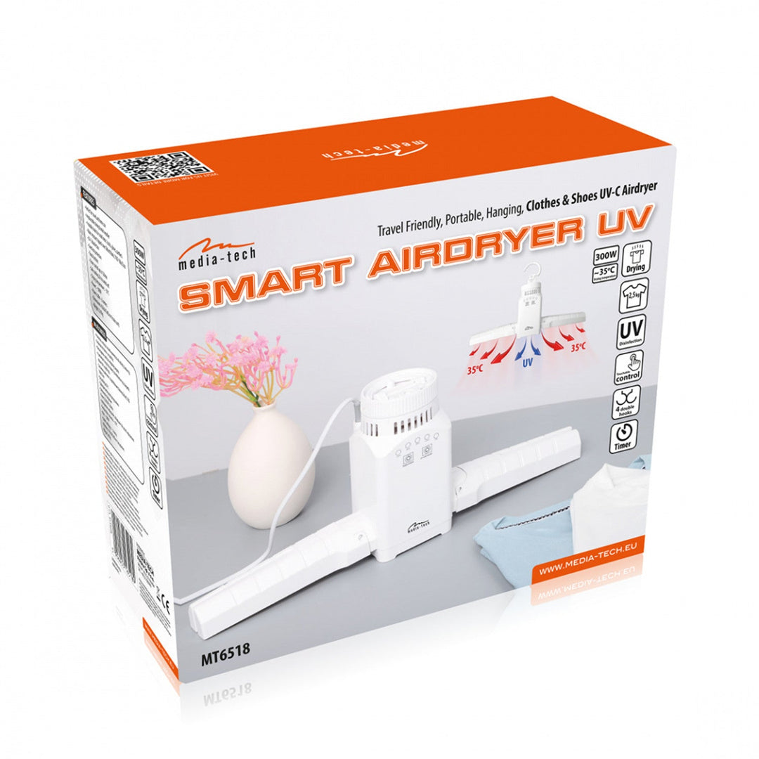Bærbar, hængende lufttørrer til tøj, sko osv. med UV-desinfektion SMART AIRDRYER UV