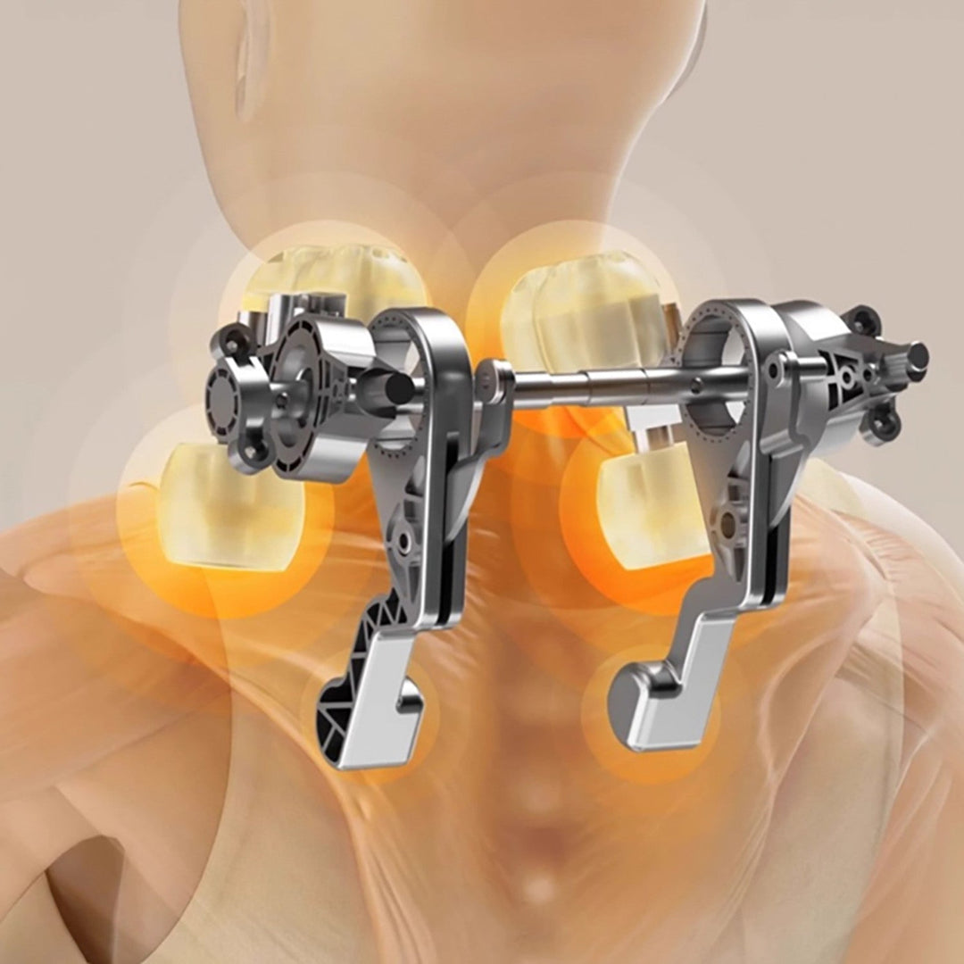 Skulder- og nakkemassager. Shiatsu, 5D-håndimitation, 6 massageknopper, 3 programmer, 3 hastigheder, trådløs, USB-C-opladningsport NECK & SHOULDERS MASSAGER