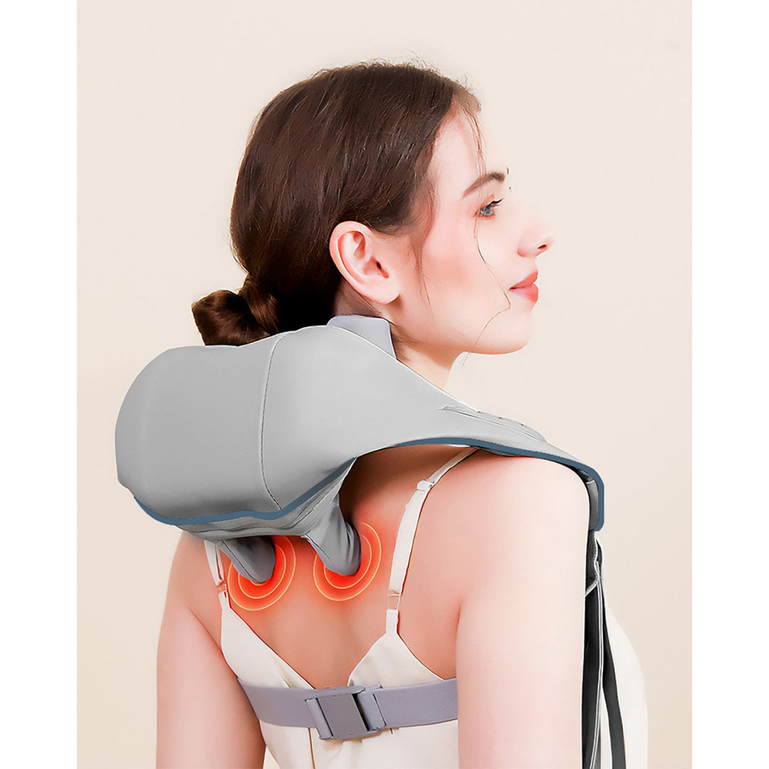 Skulder- og nakkemassager. Shiatsu, 5D-håndimitation, 6 massageknopper, 3 programmer, 3 hastigheder, trådløs, USB-C-opladningsport NECK & SHOULDERS MASSAGER