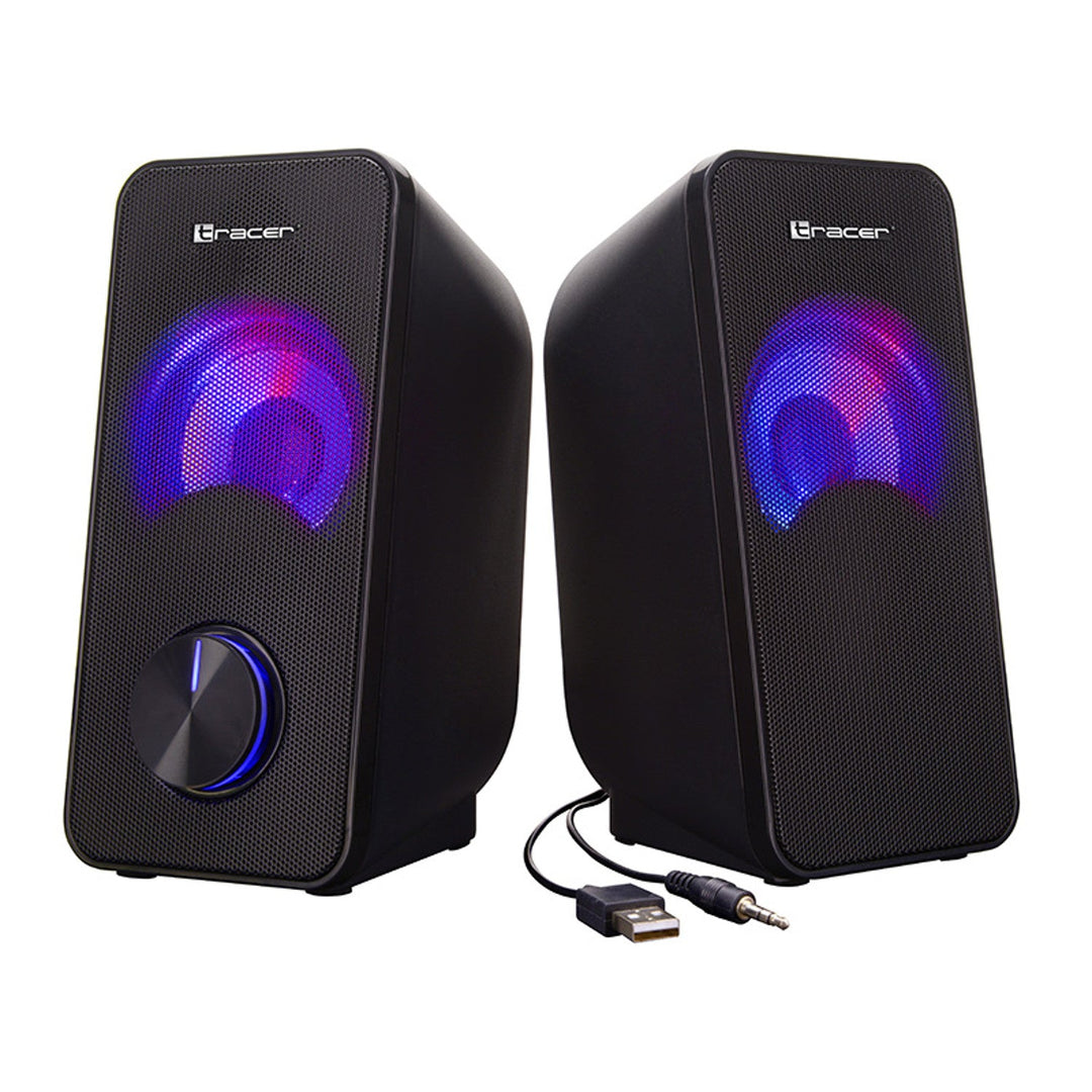 Tracer-højttalere, RGB-belysning, 6 W RMS, USB-strømforsyning, Loop