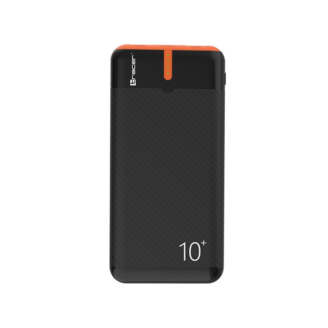 Powerbank Tracer, 10000 mAh, sort-orange, USB C, 2A, EnerGo