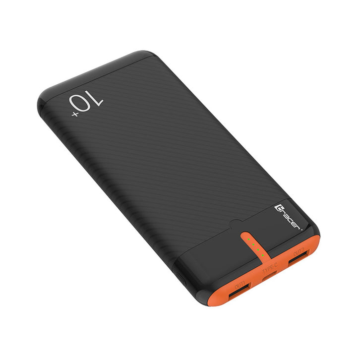 Powerbank Tracer, 10000 mAh, sort-orange, USB C, 2A, EnerGo