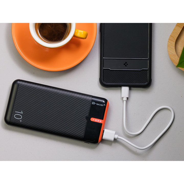 Powerbank Tracer, 10000 mAh, sort-orange, USB C, 2A, EnerGo