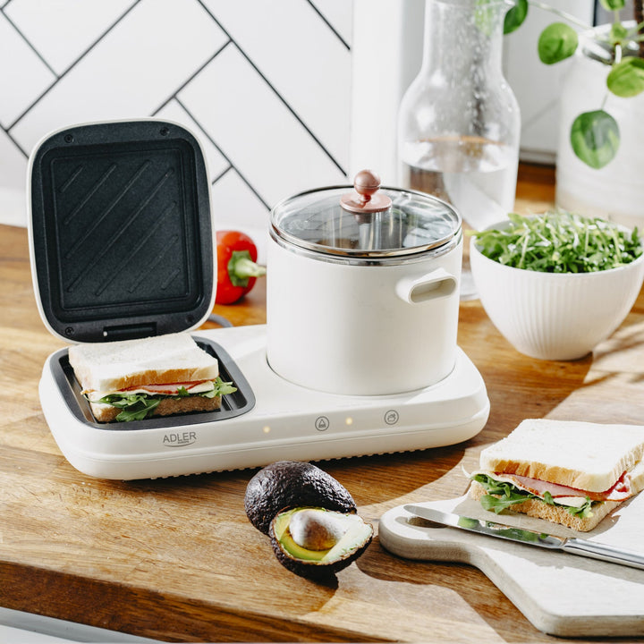 2-i-1 morgenmadsstation – grill og gryde til madlavning Adler AD 6421