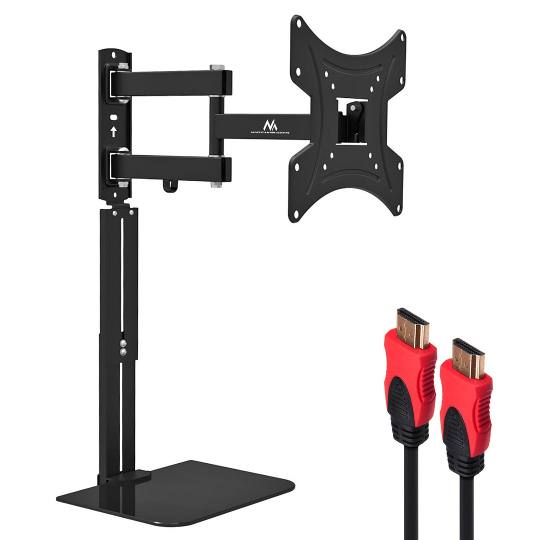 TV-holder med DVD-hylde Maclean, VESA 200x200, 23"-43", 25 kg, MC-771A + KABEL HDMI 2.0 4K 3D UHD 1,8 m KOBBER 48 bit