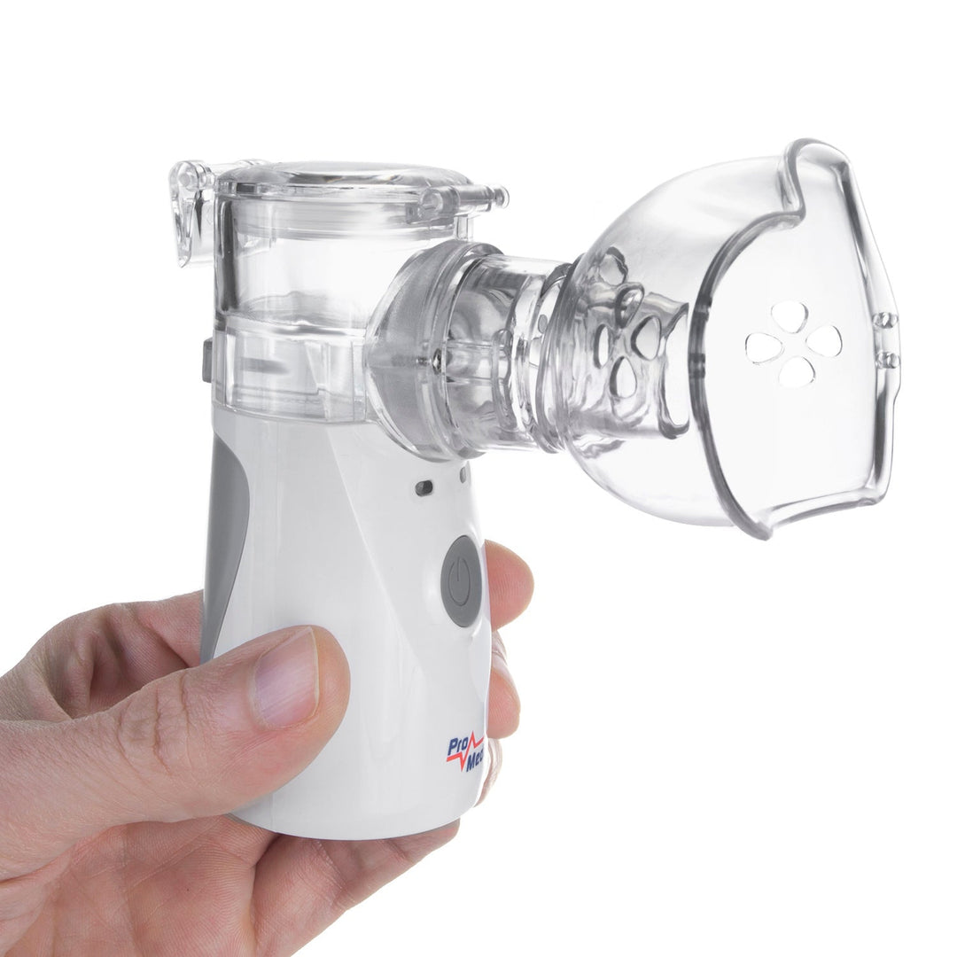 Promedix bærbar/håndholdt trådløs inhalator/forstøver, sæt, masker, PR-835 + Promedix PR-960 berøringsfri infrarød medicinsk termometer