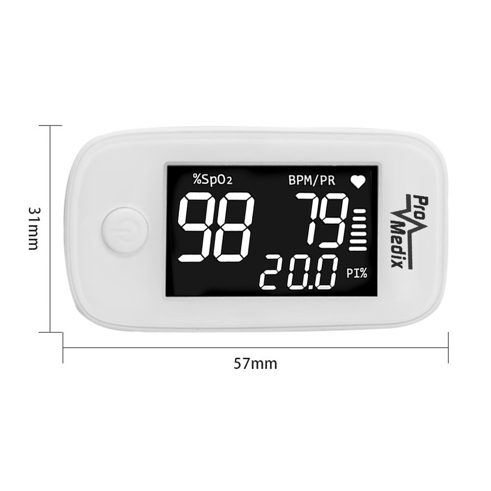 Fingermåler til puls og ilt Promedix PR-870 1,5” HD LED + 2x medicinske masker CE EN 14683:2019 - sæt - farve blå 10 stk. Promedix PR-280 BFE>98%