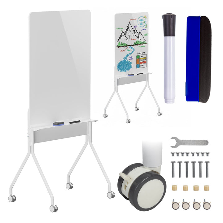 Ergo Office mobil tavle, lodret, hvid, ensidig, med hylde, tavle størrelse 1190x790 mm, ER-305