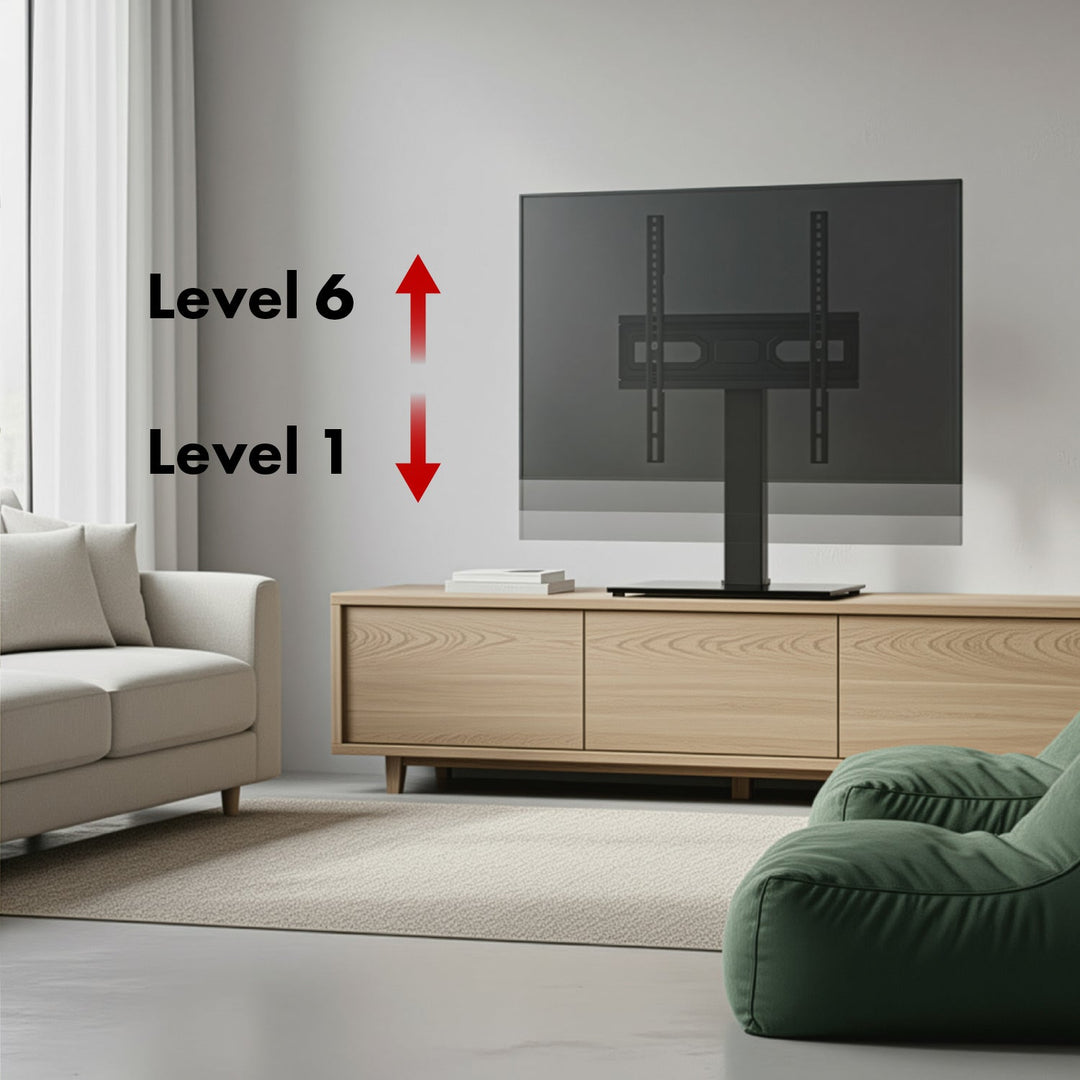 Universal TV-stativ Maclean, til TV-skab, fod, maks. 40 kg, maks. VESA 400x400, højde- og vinkeljustering, til TV 32-65", MC-1240