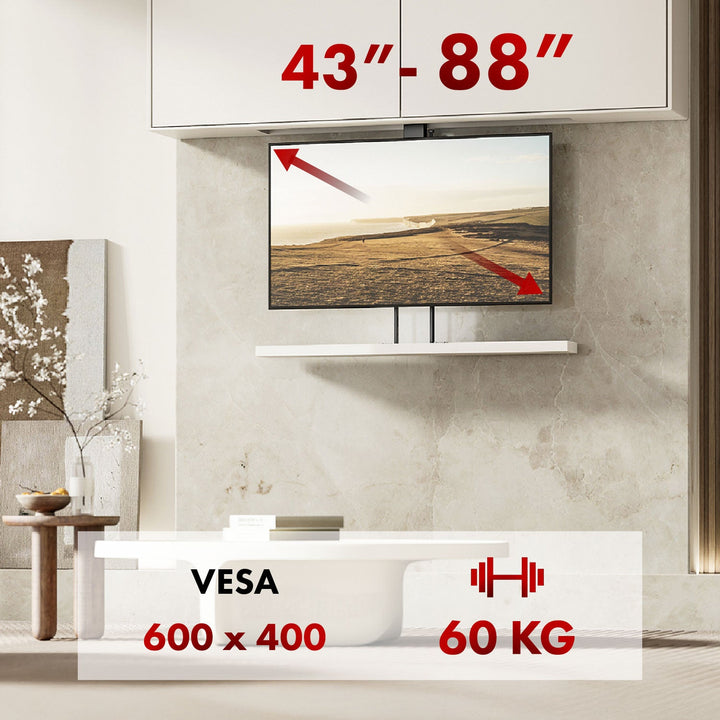 Elektrisk loft- og gulvbeslag, udtrækkeligt Maclean, 43''-88'', VESA 600x400, maks. 60 kg, 100-240 V AC, 50/60 Hz; MC-125