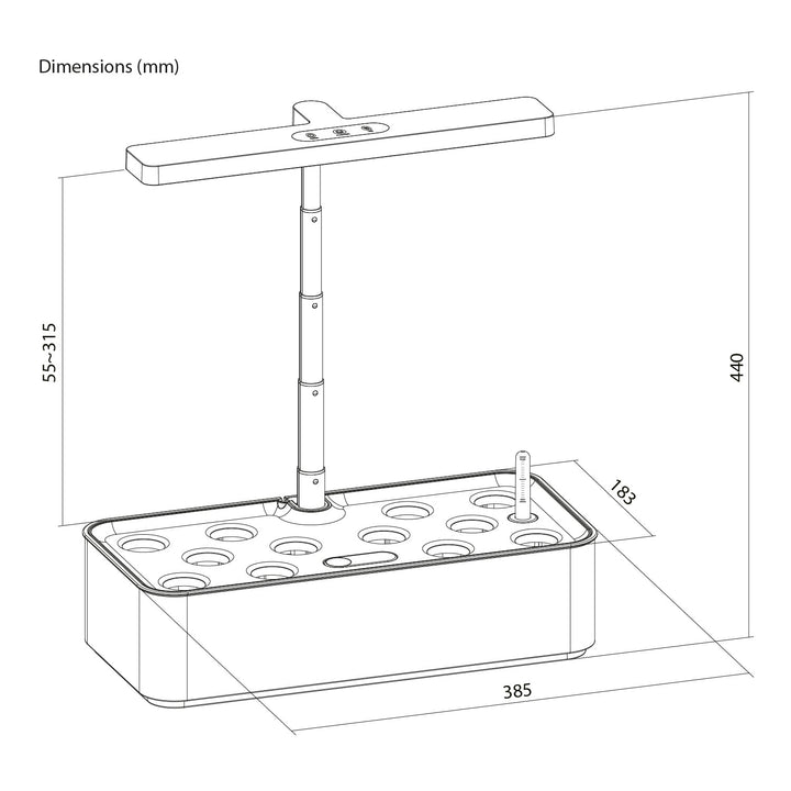 GreenBlue intelligent system til indendørs dyrkning af planter, SMART-plantekrukke, kapacitet 4 l, til 12 planter, fuldspektrum LED-dioder, GB133