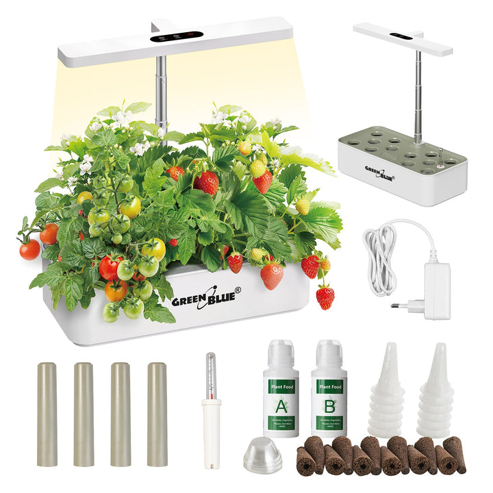 GreenBlue intelligent system til indendørs dyrkning af planter, SMART-plantekrukke, kapacitet 4 l, til 12 planter, fuldspektrum LED-dioder, GB133