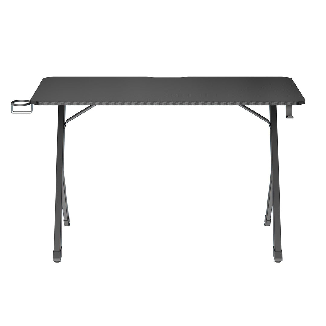 NanoRS gaming-skrivebord, sort, med holder til hovedtelefoner og kop, maks. 75 kg, mål 1200 x 600 x 750 mm, RS101