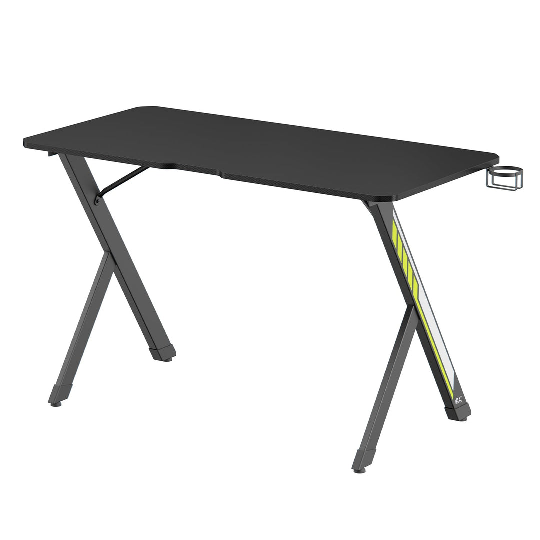 NanoRS gaming-skrivebord, sort, med holder til hovedtelefoner og kop, maks. 75 kg, mål 1200 x 600 x 750 mm, RS101