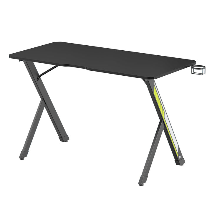 NanoRS gaming-skrivebord, sort, med holder til hovedtelefoner og kop, maks. 75 kg, mål 1200 x 600 x 750 mm, RS101
